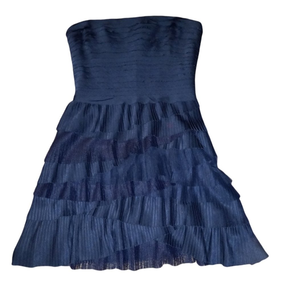 BCBGMaxAzria Navy Blue Ruffled Cocktail Dress